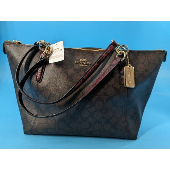 COACH NWT $378 AVA Signature red snake‎ embossed trim bag - Picture 2 of 10